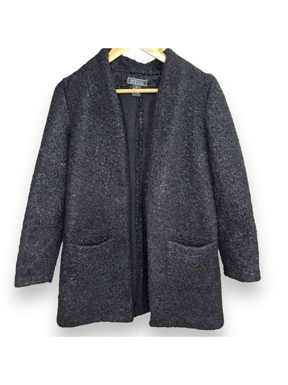 NYCC New York Clothing Company Cozy Like-Sherpa Open Black Jacket - Medium